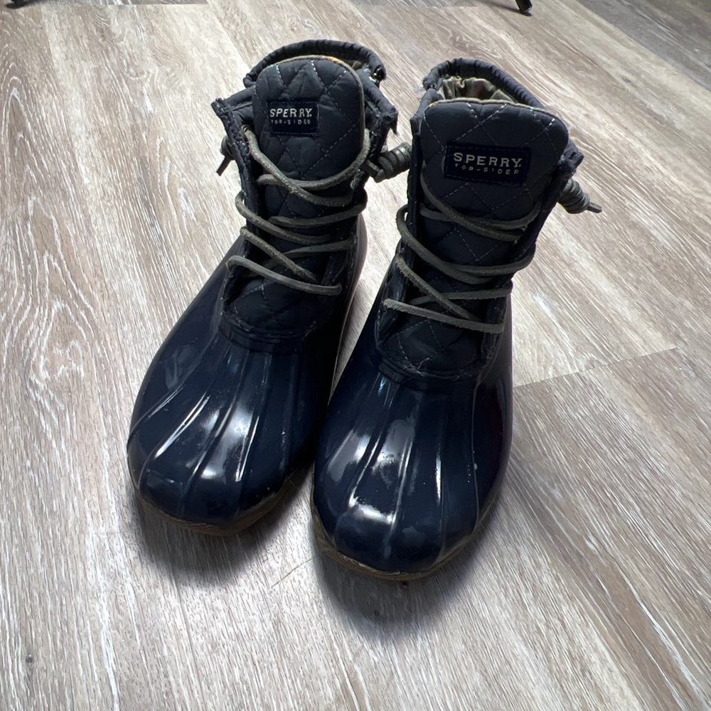 Navy Blue and Grey Sperry "Duck" Boots -NO FLAWS-